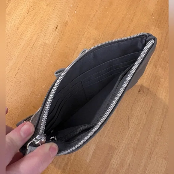 Gray Wristlet Clutch with bow detail - Picture 3 of 8